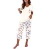 Women Casual Loose Fit Short Sleeve V Neck T Shirt and Cropped Pants Set Lightweight Soft Fabric Comfortable Loungewear Pajama Set