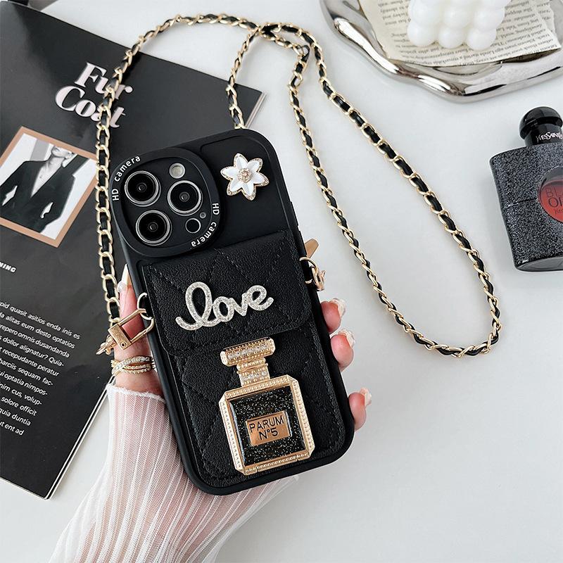 

Для iPhone16plus Чехол-зеркало в виде флакона духов для Apple 17Pro Кошелек-кроссбоди Держатель для карт For iPhone 7/8/SE 2020