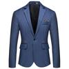 Formal Blazer Solid Color Turndown Collar One Button Four Seasons Slim Fit Pockets Suit Jacket for Wedding