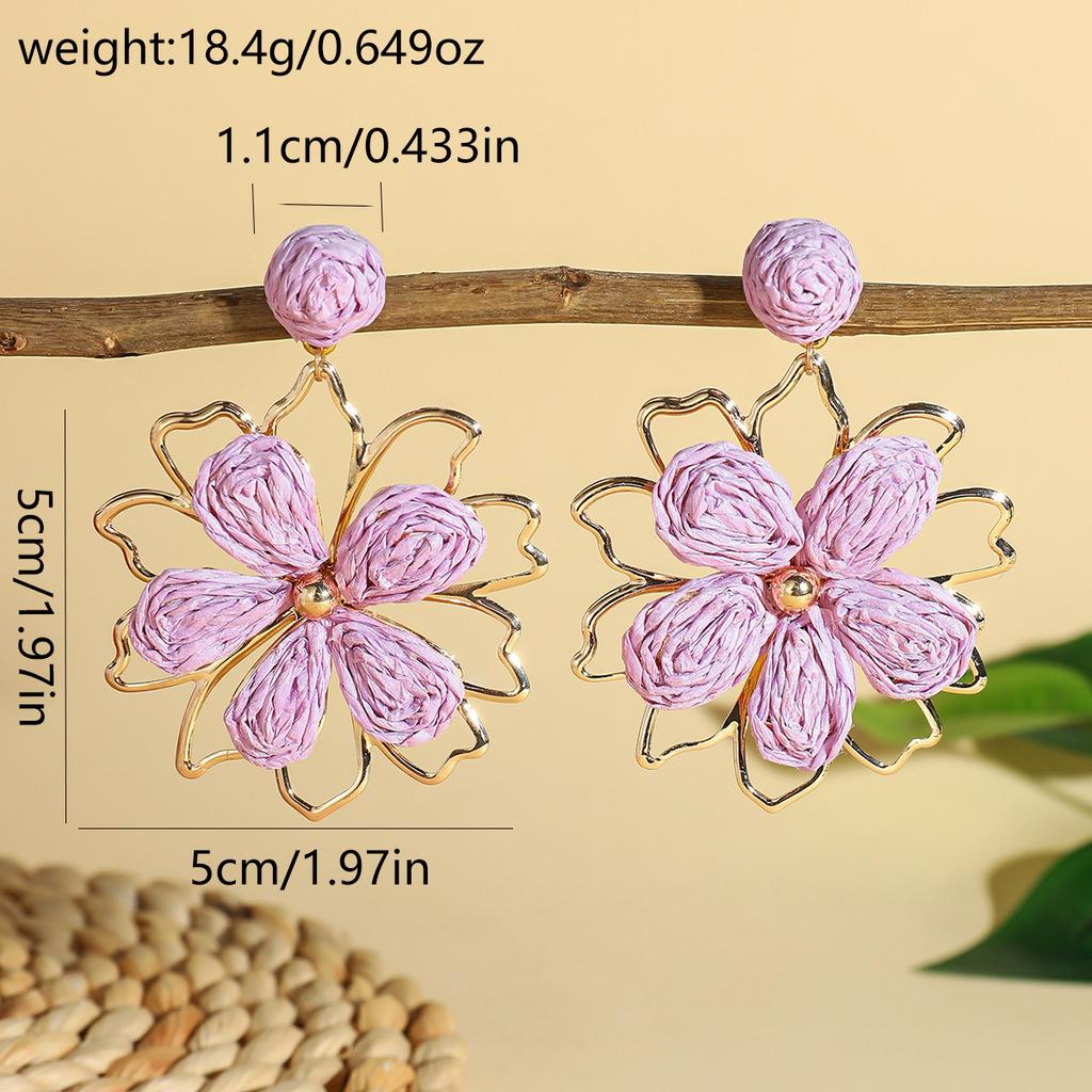 Weaving Flower Earrings For Women, Niche Flower Petals Bohemian Vacation Style Jewelry Gift