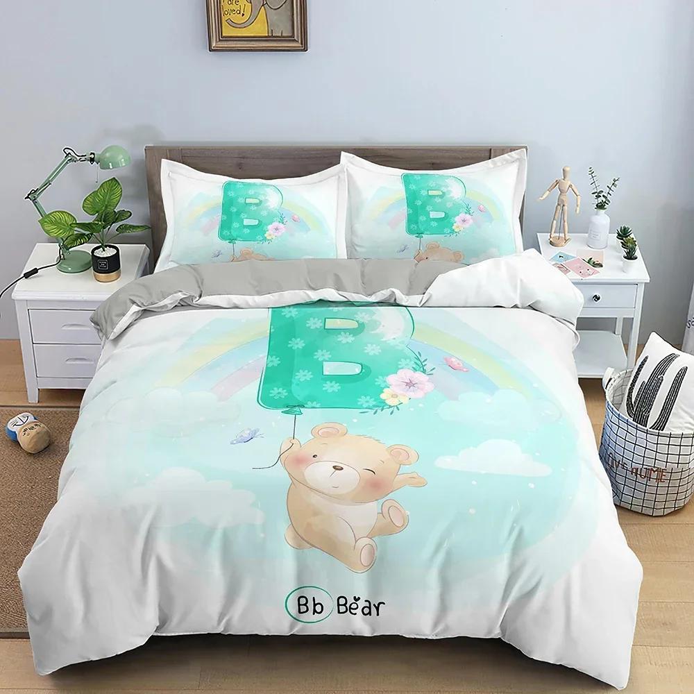 Cartoon Pattern Comfortable Duvet Quilt Cover Pillowcase Bedding Set Children Bedroom Decoration Home Textile