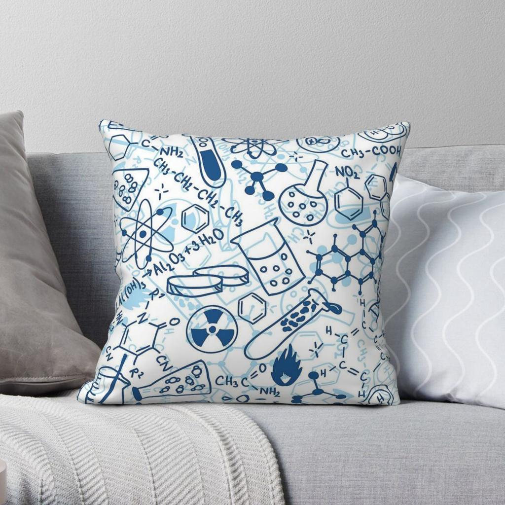 Chemistry Science Square Pillowcase Polyester Linen Velvet Creative Zip Decorative Pillow Case Sofa Seater Cushion Cover 18"