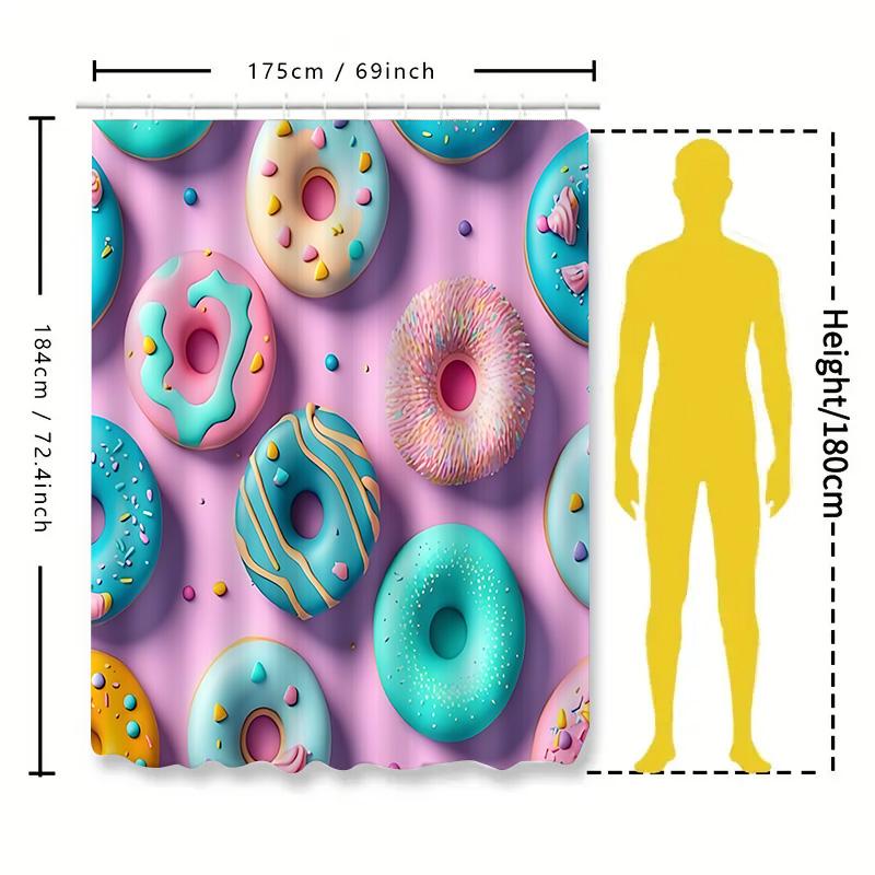 Colorful Donuts Shower Curtain for Kids Bathroom Decor Cute Waterproof Fabric Bath Curtain with Hooks Sweet Treats Bathroom