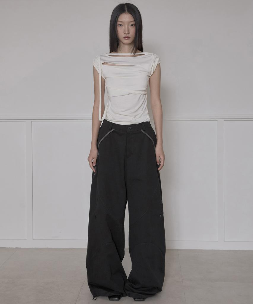 Peulleeoeob Asymmetrical Wide Pants (Fl-253_Black)