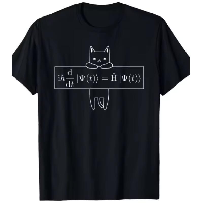 

Quantum Mechanics Cat Tshirt Physics Themed Printed Women Tee Comfortable Top Round Neck Short Sleeve Casual Clothing 4XL