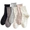Women's Fall Ballet-Style Polka Dot Mid-Calf Cotton Scrunch Socks with Rolled Edge