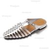 2026 Summer New Women's Roman Gladiator Sandals PU Leather Woven Slip on Slippers Low Heel Sandalias De Mujer Size 35 43 Zapatos