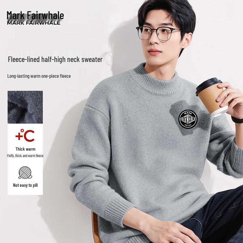 

Mark Fairwhale Men s Plus Velvet Half-High Collar Sweater 3XL