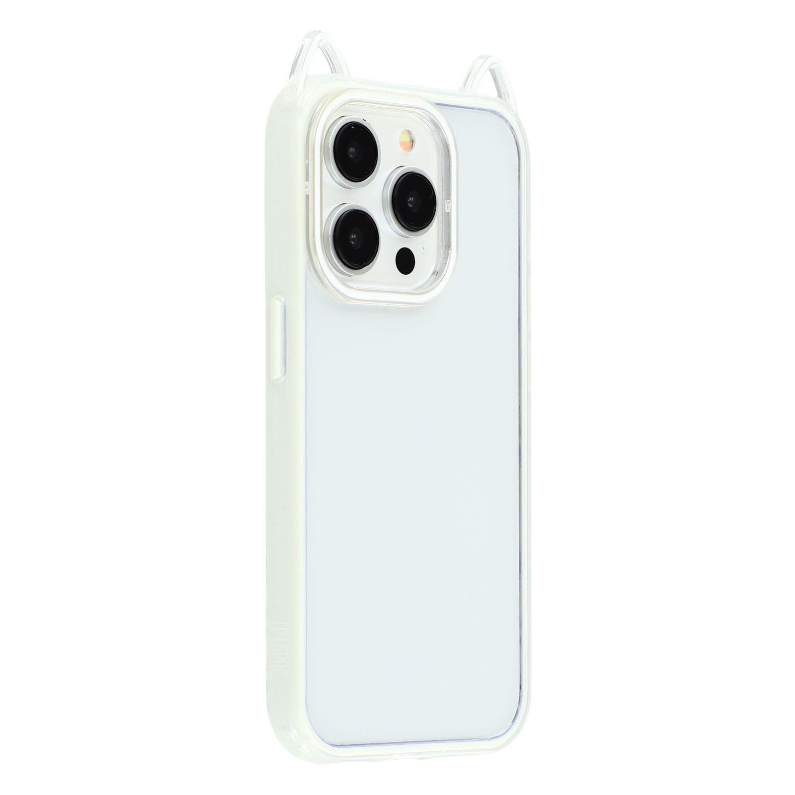 

For iPhone 14 Pro Case Cat Ear Design TPU+Acrylic Clear Phone Back Cover Beige