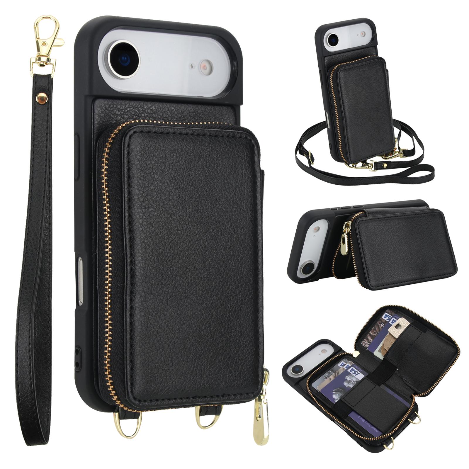 

Для iPhone Air Case RFID-блокуючий гаманець на блискавці Шкіра + ТПУ Чохол для телефону з ремінцем на плече