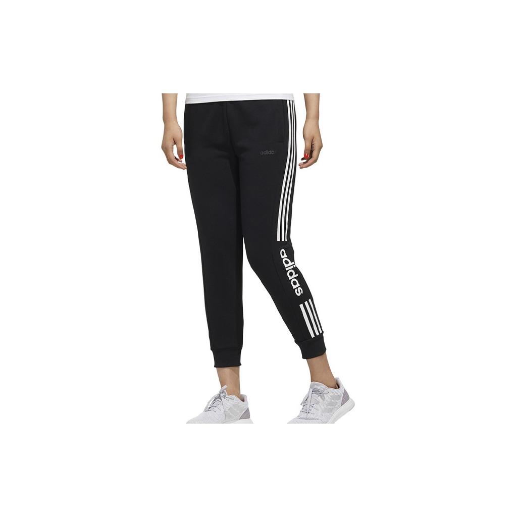 Adidas Neo Vintage Side Stripe Letter Knitted Sweatpants Women Bottoms Black FP7454