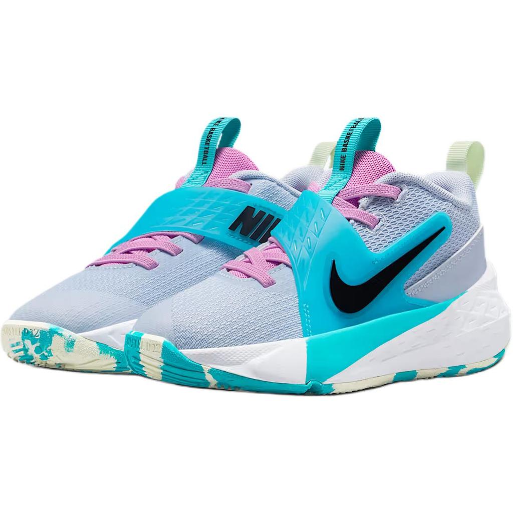 Nike Team Hustle D 12 Low Top Children's Basketball Shoes Gray Blue Children Aged 3 7 Years Old HF6280-007