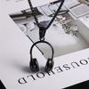 Men's Headphone Pendant Necklace, Gun Color Durable Design, Non Fading, Simple Music Themed Accessory, Suitable for Casual Wear