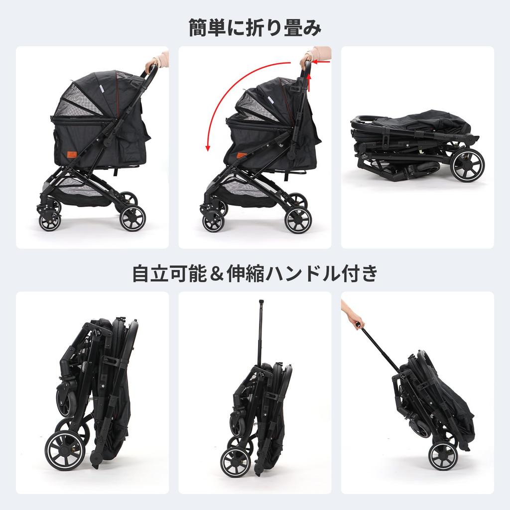 SKISOPGO Pet Pet Buggy for Multiple Large Dog Cart for Multiple Front Rear Wheel Folds in an Load Capacity Large Luggage Easy to Store and Operate