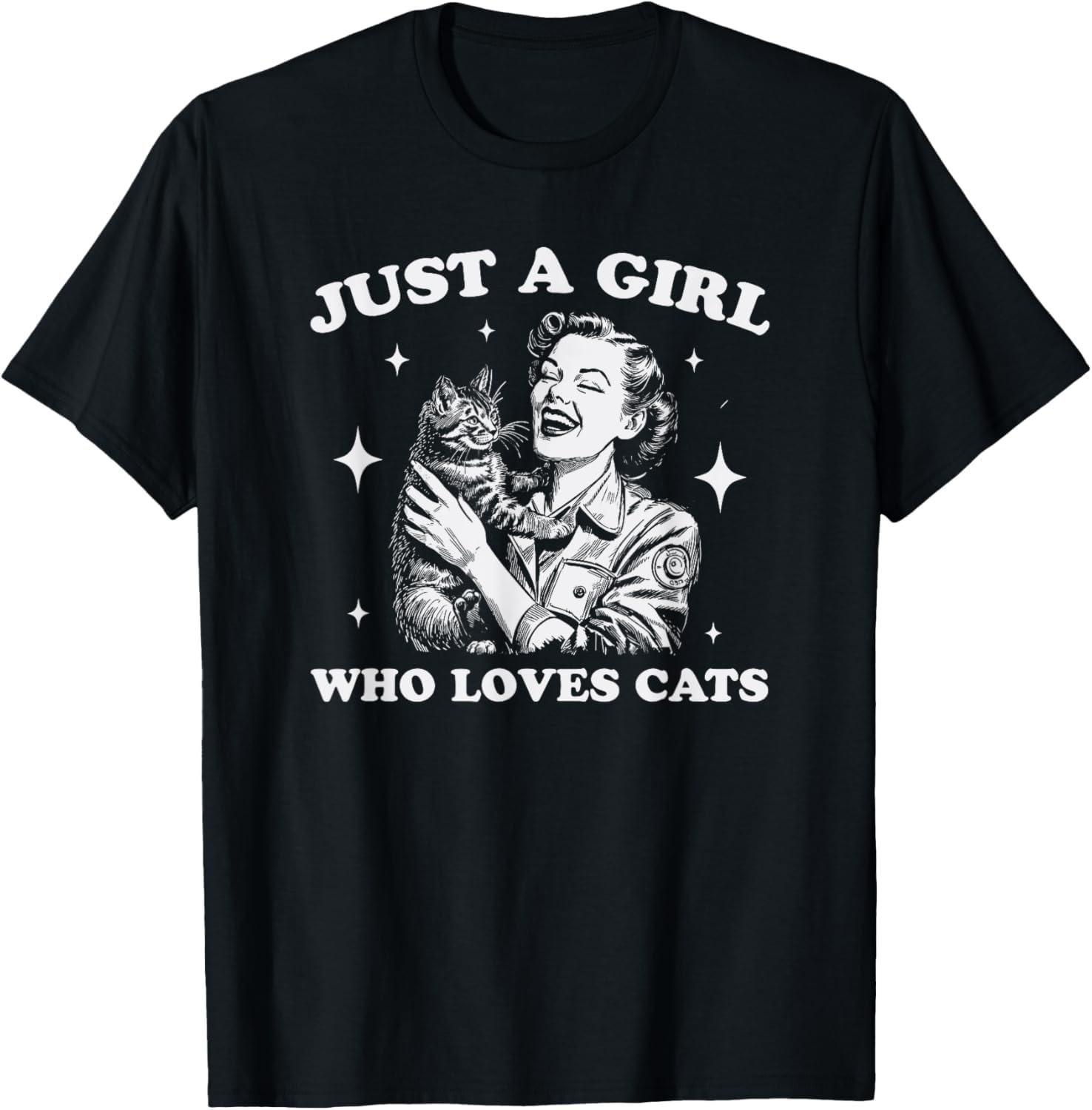 Just A Girl Who Loves Cats - Funny Cat Meme T-Shirt XXXXXL чёрный