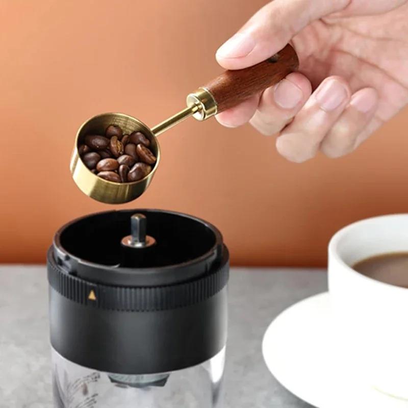 15ml Stainless Steel Measuring Spoon Tablespoon Coffee Scoop Wood Handle Sugar Powder Coffee Bean Measure Spoon Kitchen Tools