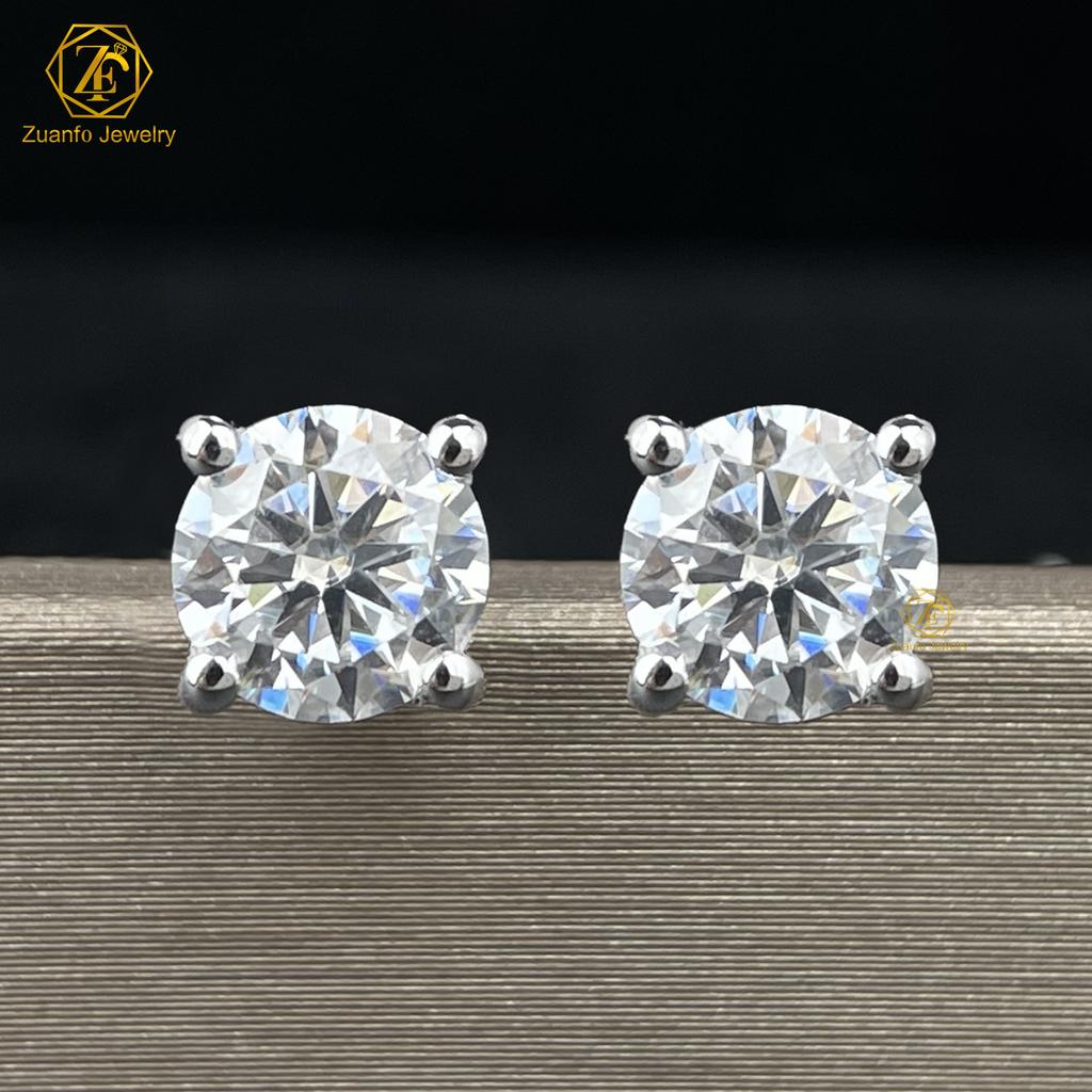 Hot Sale Price D Color 1Carat VVS Diamond Moissanite Earring 925 Sterling Silver Moissanite Stud Earrings for Men Women