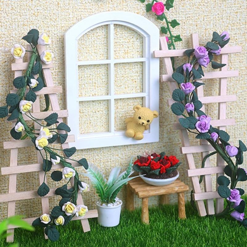 1:12 Dollhouse Miniature Flower Stand Plants And Flowers Vine Furniture Home Model Decor Toy Doll House Accessories