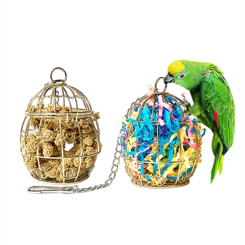 1pc Parrot Toy Metal Cage Bird Chewing Toys Small Pet Hamster Feeding Toys Basket Rabbit Foraging Bird Toys