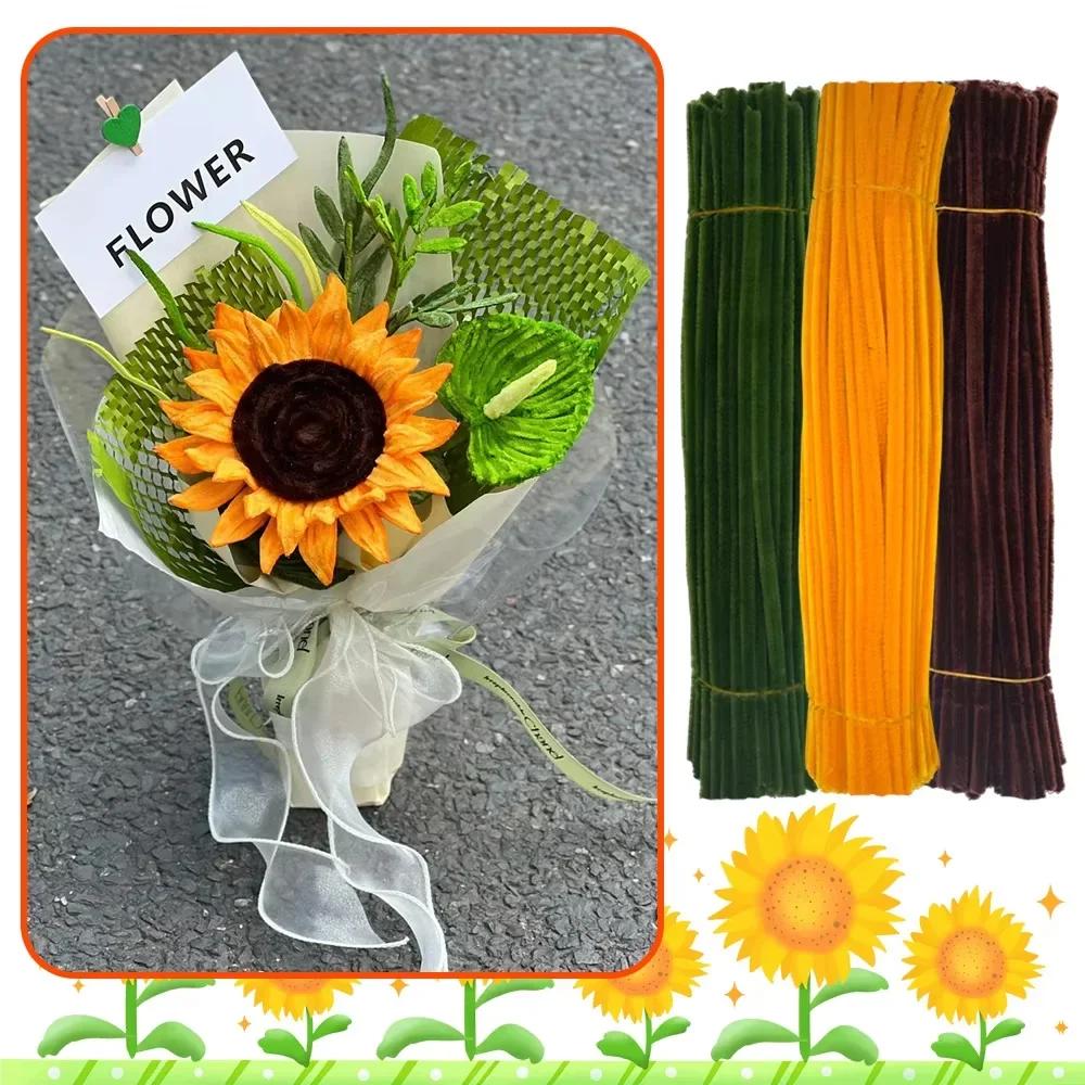 100/300pcs Pipe Cleaners Chenille Stem Craft Flower Supplies, 3 Colors Pipe Cleaners Set for DIY Art and Craft Decorations