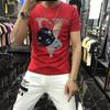 Camiseta de Verano para Hombre Talla Grande Hip-Hop Personalidad Estilista Callejero Dibujos Animados Tendencia de Moda Diamante Caliente Manga Corta