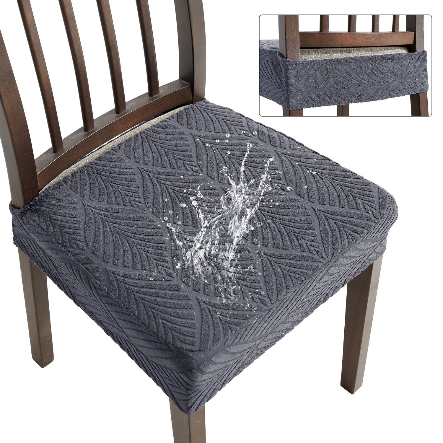 

1PC Jacquard Chair Cover Stretch Dining Chair Slipcover For Kitchen Hotel Wedding Banquet Office Anti Dirty темно-серого