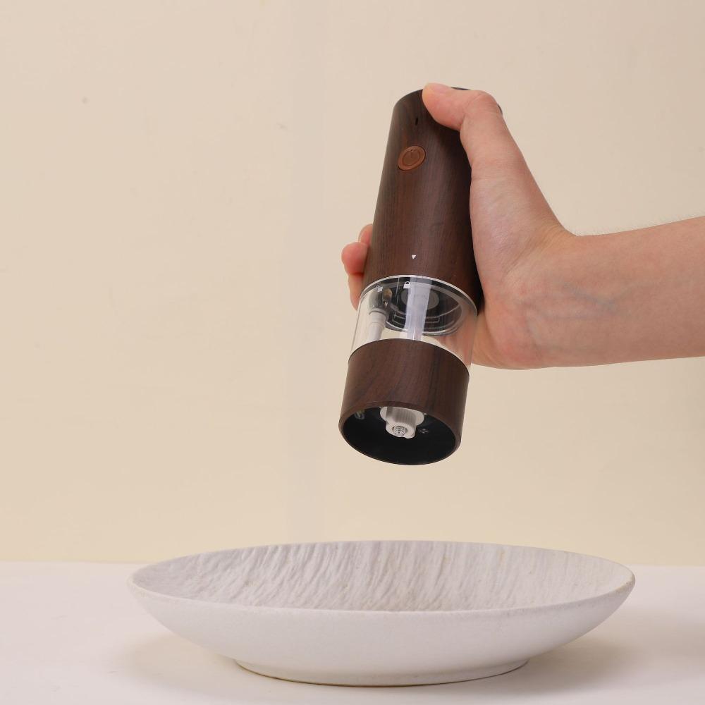 USB Rechargeable Electric Salt and Pepper Grinder with Light Pepper Mill Bottle Cooking