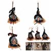 DIY Witch Props Doll Handmade Witch Broom Pendant Doll Ornaments Halloween Witch Doll  Party Prop