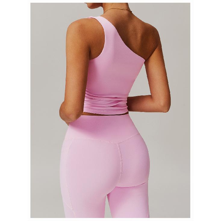 New Cloud Inspired Slanted Shoulder Waist Yoga Vest, Quick Drying Sports Shaping Underwear, Running And Fitness Vest For Women