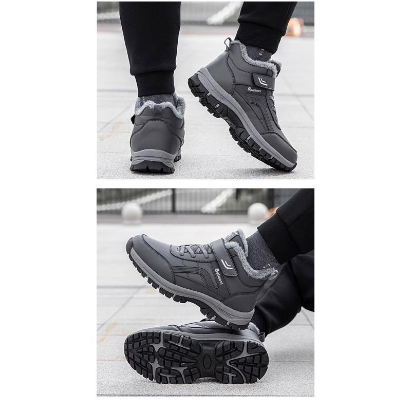 Men's and Women's Casual Snow Boots, Non-slip and Windproof High-top Lace-up Boots with Furry Lining for Outdoor Walking, Running, Hiking