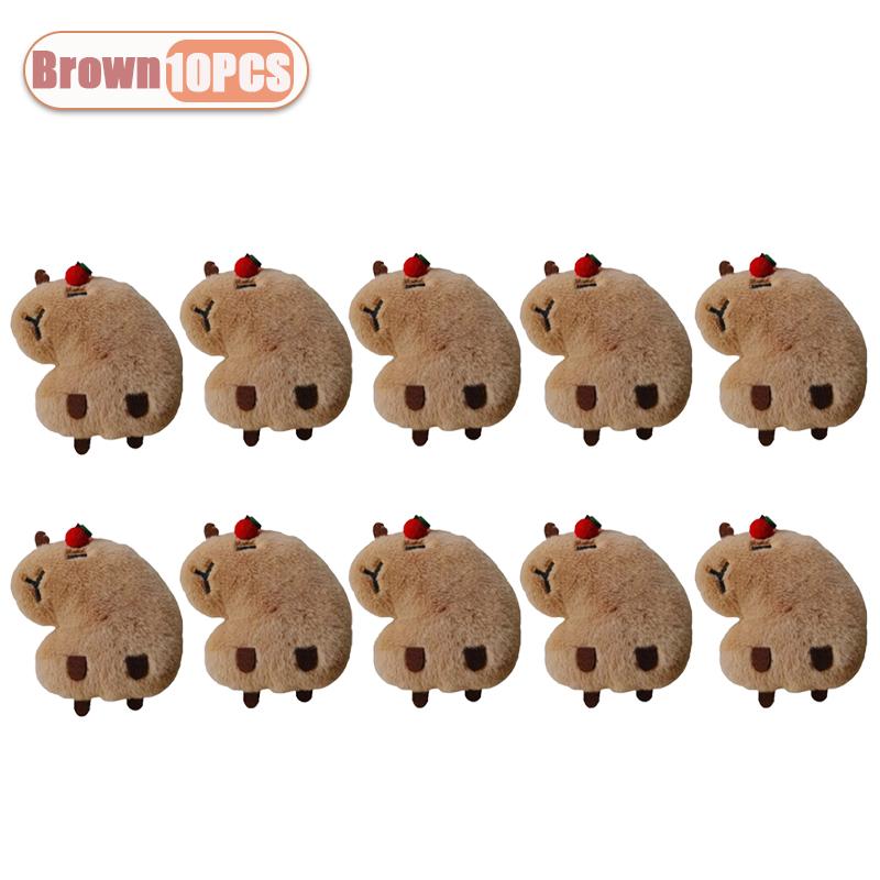 1-10PCS Squeaky Capybara Plush Keychain Cute Animal Toy Capybara Creative Bag Charm Keyring for Backpacks and Purses