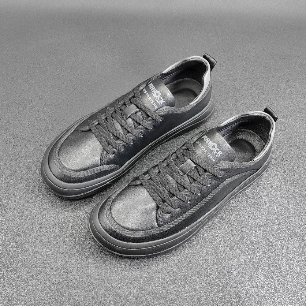 Leather board shoes crooked head casual shoes raw shoes clown shoes trendy shoes 38 чёрный