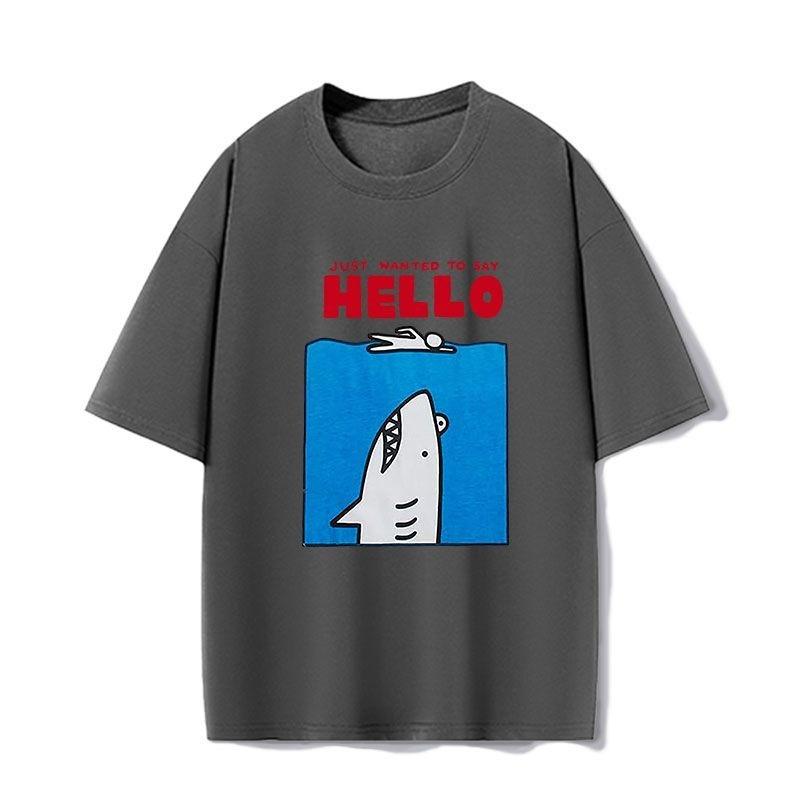 The 2025 Summer New Shark Oversized Short-sleeved T-shirt Is A Trendy Pure Cotton Versatile T-shirt for Both Men and Women