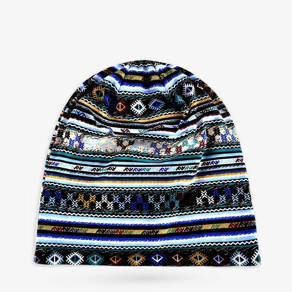 Unisex Paisley Cotton Cuffed Beanie: Spring/Summer Double Layer Stretch for Trendy Street Dance Fashion