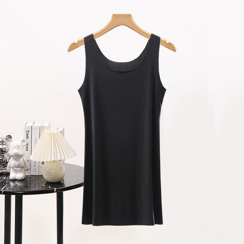 Suer ice silk seamless vest skirt women's medium and long ultra-thin large size fat  loose suspender nightdress bottomed lining skirt
