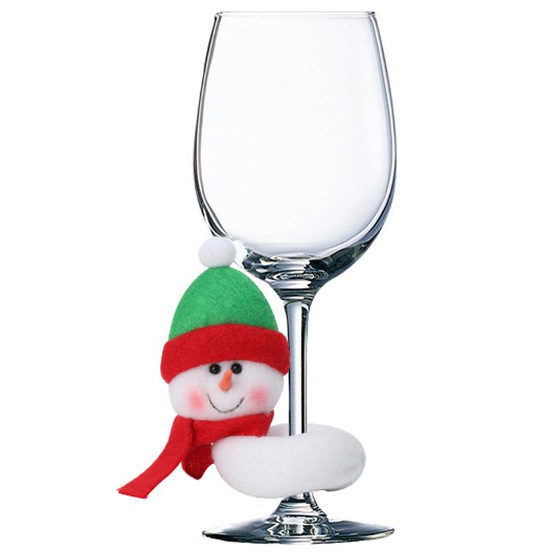 Flannel Christmas Wine Glass Hugging Santa, Snowman, and Reindeer Decoration