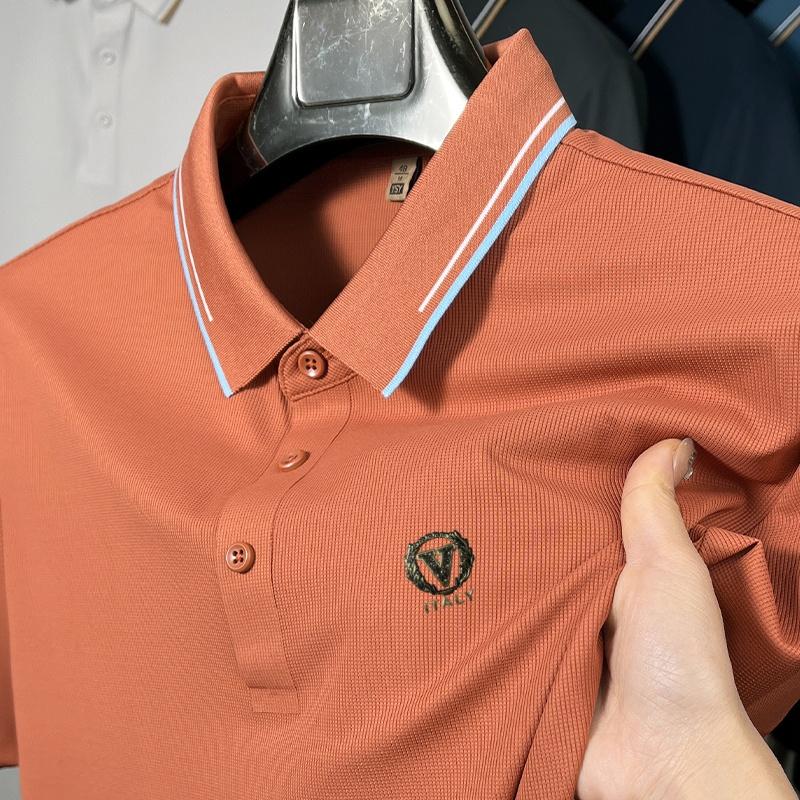 

Men s Polo Shirt Lapel T-Shirt Summer Exquisite Chest Logo Print Short Sleeve Fashion Business Menswear Top 4XL