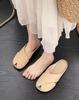 Holiday Outing~ Summer Cross Belt Hollow Low Heel Outer Wear Women's Cool Slippers Casual Thick Heel Lazy Half Drag