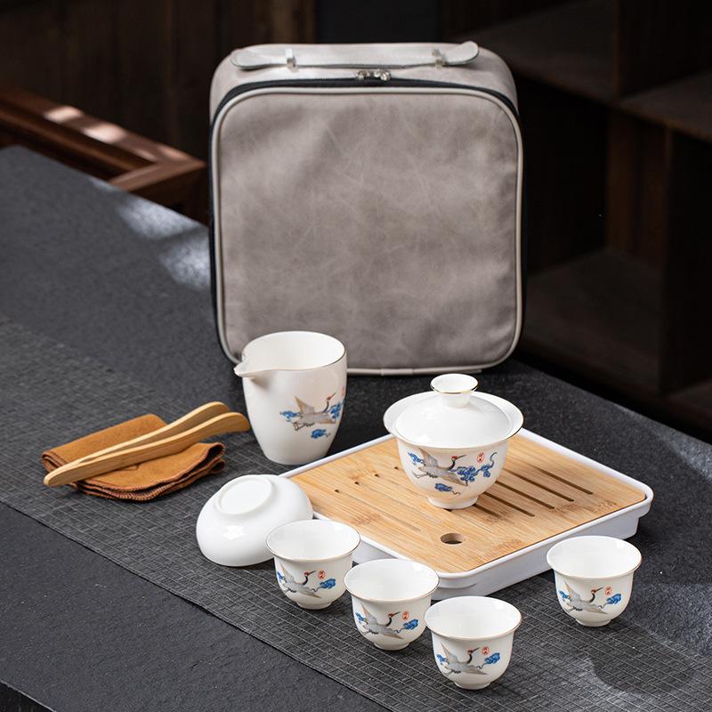 

Suet jade outdoor travel tea set portable tea tray office real estate company to send customers business gift set