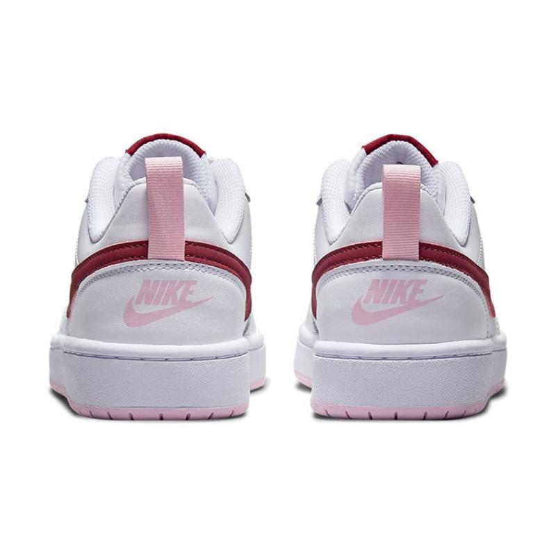 Nike Court Borough 2 Low 2 Abrasion Resistant Support Low Top Kids' Skateboarding Shoes White Red Pink Sneakers BQ5448-120