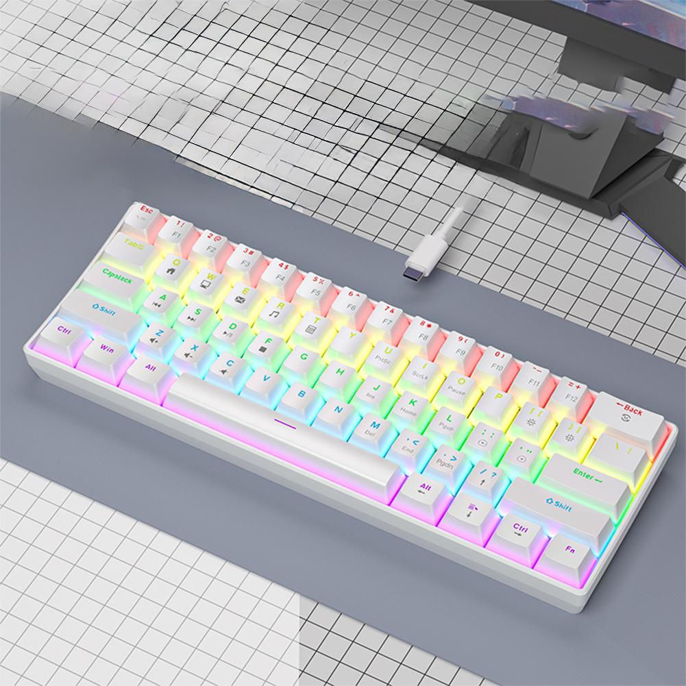 Mini Wired Gaming Mechanical Keyboard Phantom RGB, 61 Keys, Red/Blue/Yellow Switch, Ergonomic Keyboard , Portable for PC/Laptop