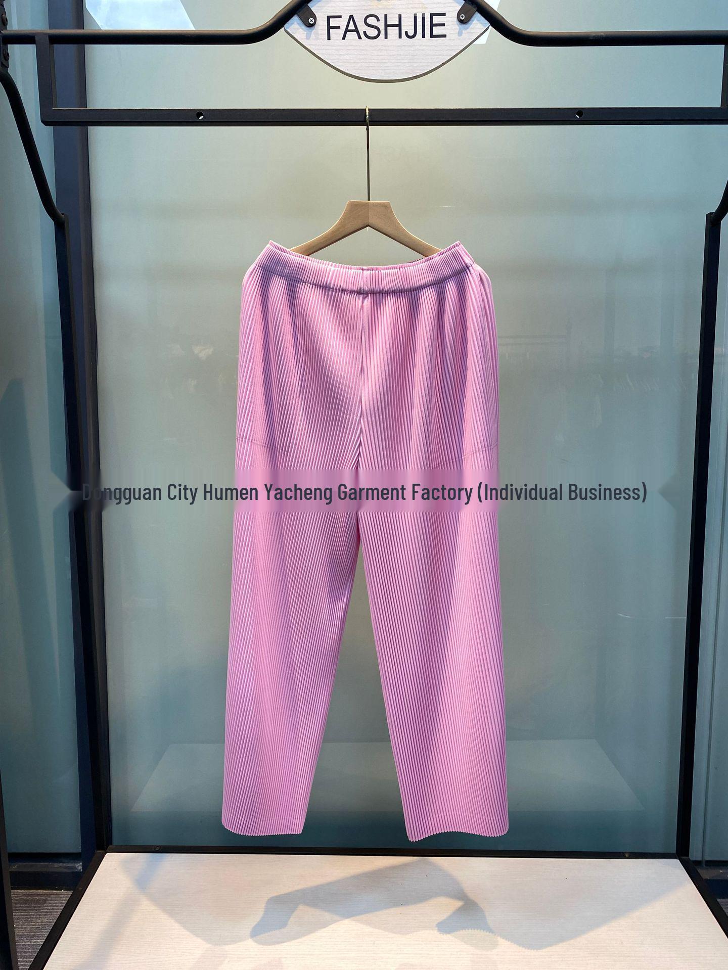 

Miyake Pleats High-Waisted Wide-Leg Pants: Classic, Thick, Versatile Casual Style for Women. One Size рожевий