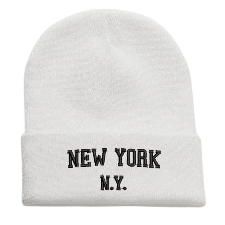 NewYork embroidered flower knit hat versatile beanie wool hat outdoor cycling pullover hat