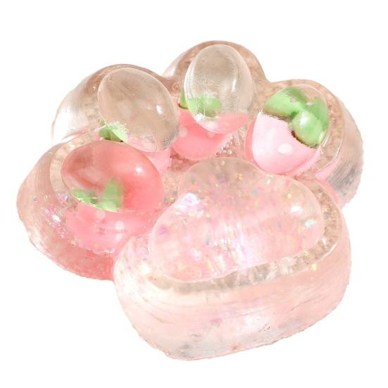 Clear Cat Paw Squeeze Toy Stress Relief Strawberry Grape Cherry Carrot Pineapple Glitter Strawberry