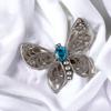Natural Gemstone Butterfly Pendant, Elegant And Artisan Jewelry 925 Silver 1.66" CP-13