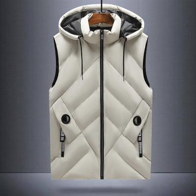 Youth Winter Slim Fashion Men's Autumn Down Cotton Vest Men's Autumn and Winter Men's Hooded Vest Jackets
