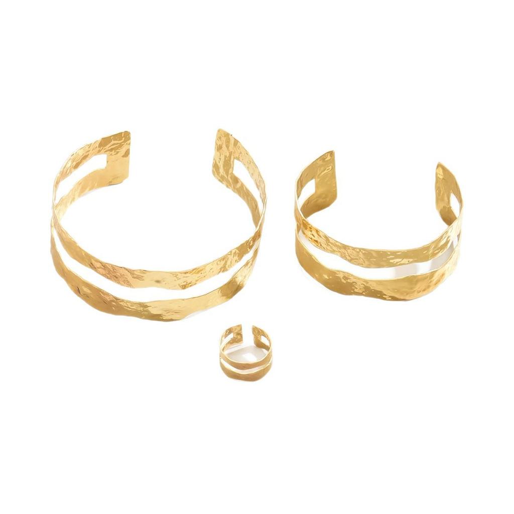 Adjustable Double Arm Open Bracelet: Sleek Design, Cold Aesthetic