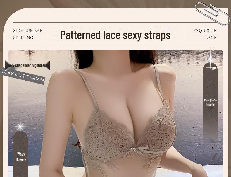 Manyan Sexy rückenfreie Dessous: Transparentes Nachthemd mit Strapsen, Home Suit 9194