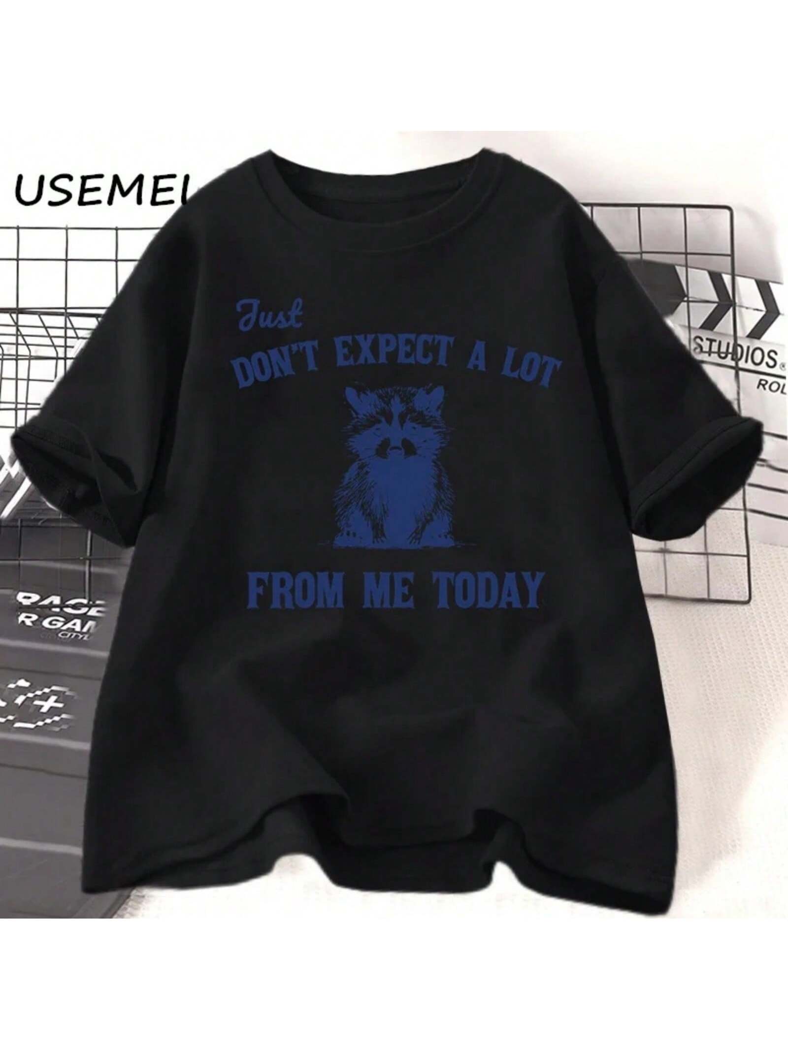 Just Don t Expect A Lot From Me Today T Shirt Wounisex Funny Raccoon Tshirt Vintage Retro Graphic T-Shirt Woman Clothes Tops S разноцветный
