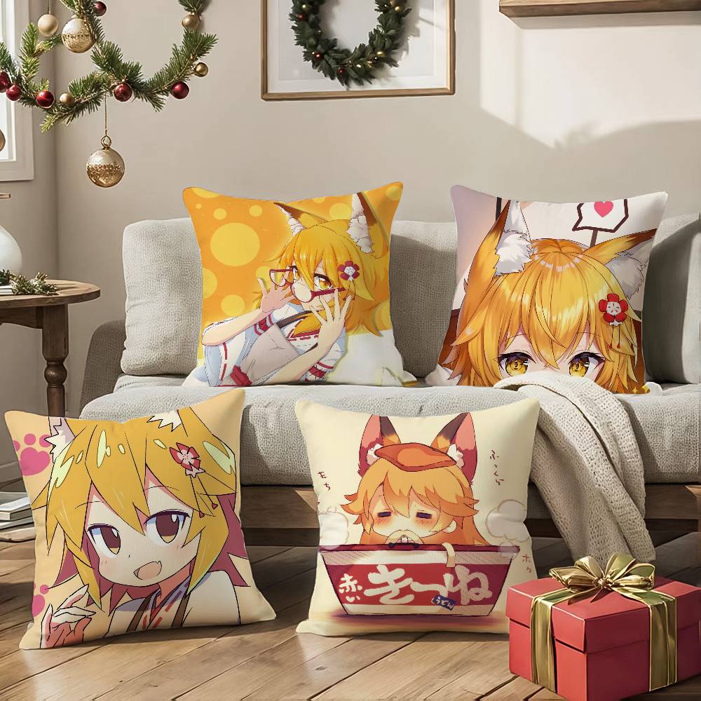The Helpful Fox Senko San Cartoon Pillow Case Anti-Dustmite Pillowcase Invisible Zipper Silky Sofa Cushion Cover